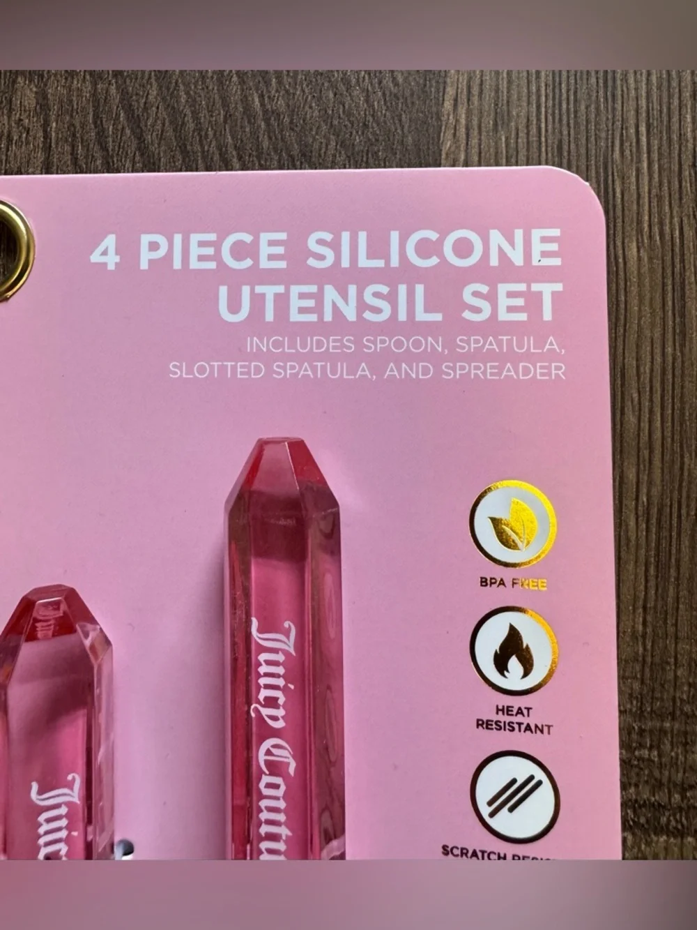 Juicy Couture Pink Silicone Kitchen Utensil & Whisk Set